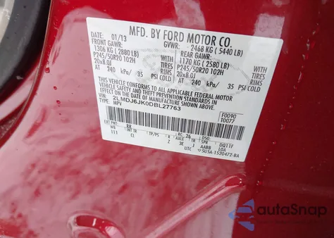 2013 Lincoln Mkx from USA, damaged, VIN 2LMDJ6JK0DBL27763